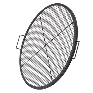 Griglia per braciere rotonda in acciaio resistente X Marks con supporto per maniglia - Product Image 1