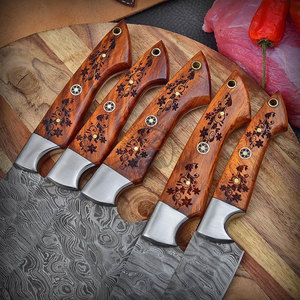 New Edition Custom Handmade Damascus Steel 5-Piece <b>Kitchen</b> Chef <b>Knives</b> Set Rosewood Handles Full Tang Ambidextrous Durable <b>Sharp</b> - Product Image 5