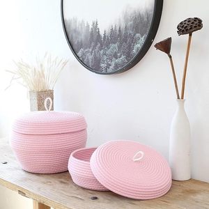 Cesta de almacenamiento tejida de algodón, organizador multiusos para juguetes, calcetines, cosméticos - Product Image 5