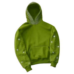 Sudadera con Capucha Verde para Hombre de Index Apparel, con Estampado de Puntos de Diamantes de Imitación, Felpa Francesa, Estilo Casual para Otoño - Product Image 2