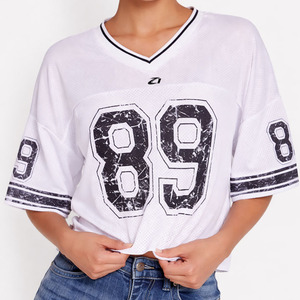 Custom Women's Vintage Oversize Boxy Mesh Cropped Jersey High Street Sports Streetwear & Blank Design American Football Jersey - Product Image 5