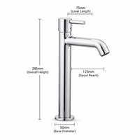 Système d'extension de robinet OSIS Pillar Cock en acier inoxydable, moderne, durable, anti-éclaboussures, finition argent mat, cuisine contemporaine