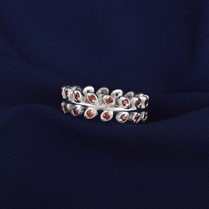 Hot Selling Good Quality 925 Sterling <b>Silver</b> Natural Red <b>Garnet</b> Gemstone Leaf Shape Fine <b>Ring</b> Women's Wear Handmade Fine Jewelry - Product Image 2