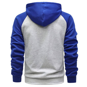 Sweat-shirt à capuche zippé noir à manches raglan, coupe oversize, décontracté, pour le printemps, en molleton bouclette 100% coton respirant - Product Image 4