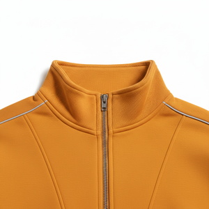 Unisex Cotton Tracksuit Orange Quarter Zip <b>Pullover</b> OEM Wholesale Manufacturer Customized Printing Activewear Tracksuit - Product Image 3