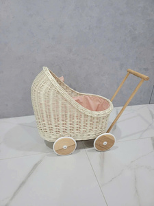 Eco-friendly Wicker Baby Carriage Doll <b>Stroller</b> Wicker Doll Pram Handmade From Vietnam - Product Image 2