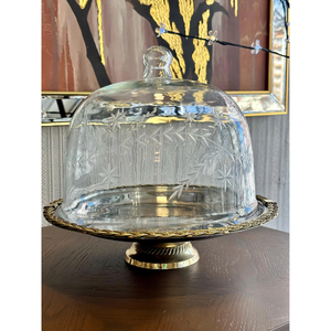 Support à gâteau rond en laiton avec couvercle en verre, présentoir à dessert réutilisable pour la maison, fournitures pour fêtes d'anniversaire, en promotion - Product Image 4