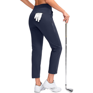 Pantalones de Golf para Mujer, Color Azul Marino, Cintura Elástica, Secado Rápido, Corte Deportivo, Color Sólido, Tejido Elástico de Spandex/Algodón, Pantalones Casuales - Product Image 5