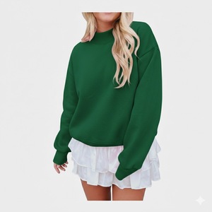 Sudadera Casual Oversize de Felpa Terry con Cuello Alto y Bordado Personalizado para Mujer, Otoño/Invierno, Ecológica - Product Image 5