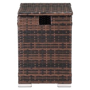 Tavolino Laterale in Rattan Marrone Sfumato 40*40*57cm con Struttura in Ferro per Stoccaggio Bombole Gas - Product Image 2