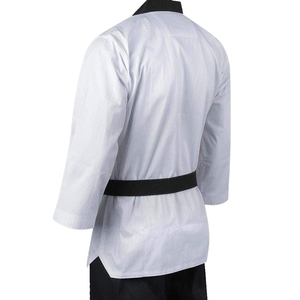 Uniforme de Taekwondo pour adultes, unisexe, haut blanc, pantalon noir, 100% coton, tenue d'arts martiaux durable, coupe régulière - Product Image 2