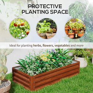 Fioriera in Metallo Zincato 4FT X 2FT X 1FT per Coltivare Verdure, Fiori, Erbe e Piante Grasse - Marrone - Product Image 6