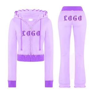 Conjunto Deportivo Personalizado para Mujer con Logotipo, Sudadera con Capucha, Dos Piezas, Chaqueta Deportiva con Logotipo Estampado, Conjunto de Joggers, Traje Deportivo para Mujer - Product Image 2