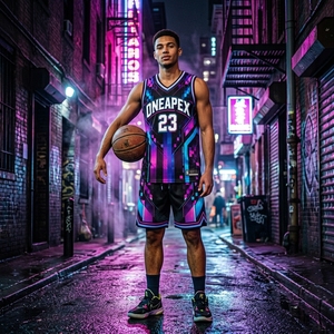 Ensemble d'uniformes de basketball personnalisés, noir néon, rose, violet, bleu, maillot et short, vente en gros, fabricant de vêtements de sport d'équipe - Product Image 6