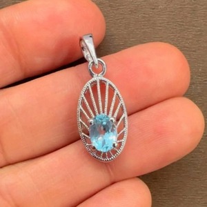 Colgante de topacio azul de corte ovalado chapado en rodio de plata de ley, moderno, al por mayor, hecho a mano, minimalista, regalo para ella, joyería de diciembre - Product Image 3
