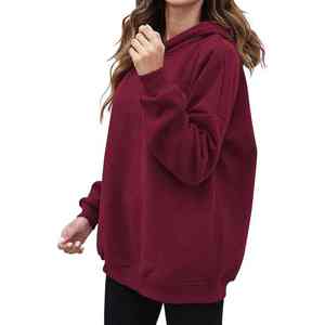 Sudadera con capucha de forro polar personalizada para mujer, estilo oversize con cuello en V, de alta calidad, lisa, con hombros caídos, estilo streetwear - Product Image 6