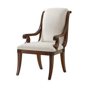 Fauteuil classique de style provincial français, rembourré, avec structure en bois massif, pour la maison et l'hôtellerie - Product Image 1