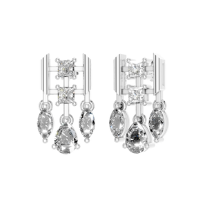 925 plata esterlina oro blanco moda princesa Marquesa pera corte diamante Natural gota pendientes mujer aniversario regalo IGI - Product Image 2