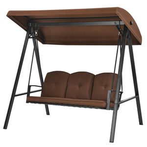 Columpio de Porche Ajustable para 3 Personas con Toldo y Cojines, Columpios para Patio - Product Image 4