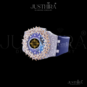 Reloj de lujo JUSTHIRA con diseño de mandala y detalles en azul para mujer - Product Image 3