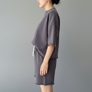 Ensemble 2 pièces surdimensionné pour femme en 100 % coton, t-shirt et short, broderie dentelle, haute qualité, tenue d'été, écologique, vente chaude - Product Image 2