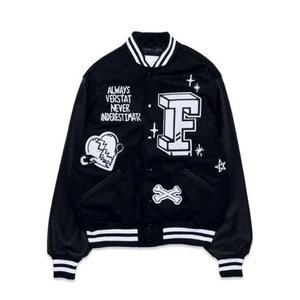 OEM-chaqueta vintage de lana 100% para hombre, Cazadora Bomber con bordado de chenilla para invierno - Product Image 1