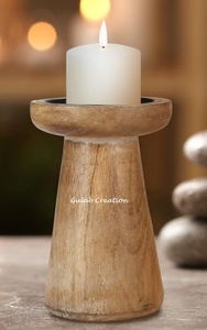 Natural Color <b>Wooden</b> Pillar <b>Candle</b> Holder Handcrafted Rustic Solid Wood Stand for Home Decor, Centerpieces, and Event Decoration - Product Image 5