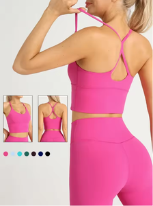 Light <b>Blue</b> Seamless Sports <b>Bra</b> Set With High Waist Leggings For Yoga Fitness Workout - Product Image 3
