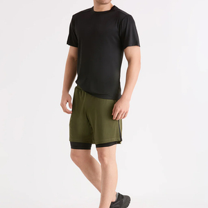 Customized Anti Wrinkle Quick Dry Double <b>Layer</b> Shorts For Men's Gym Fitness Men Polyester Nylon Fitness Training Shorts - Product Image 4