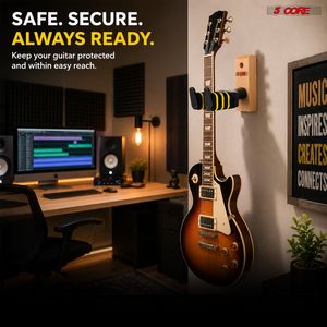 Soporte de Pared Ajustable para Guitarra con Base de Madera Dura y Gancho de Exhibición de 5 Niveles - Product Image 6