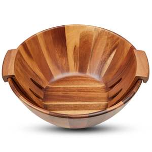 Tazón de ensalada de madera, tazón de madera de acacia, tazón de madera para servir, tazón grande para ensalada, tazón para servir frutas, tazón de madera para mezclar. - Product Image 6