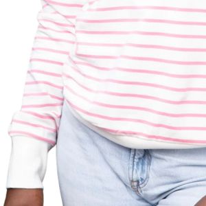 Sweat-shirt rayé rose et blanc AKA pour femme, col rond, lettres grecques, vêtement décontracté, élégant et confortable de qualité supérieure - Product Image 4