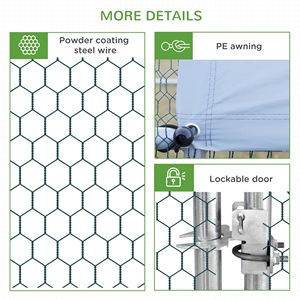 Pollaio da Esterno 10 X 13 X 6.5 con Porta Chiudibile a Chiave, Telaio in Metallo, Copertura per Recinto per Polli Inclusa - Product Image 6