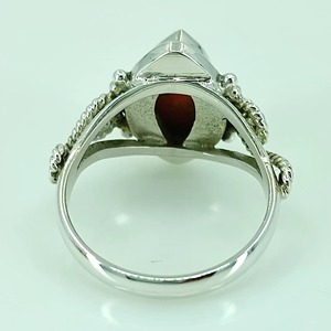 Bague pour femme Jeweltech en argent sterling 925, faite à la main, sertie de corail rouge taille marquise, qualité supérieure, 6 grammes - Product Image 5