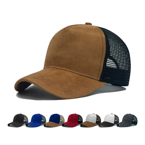 Suede 5 Panel Snapback Mesh <b>Hats</b> High Quality Distressed Wholesale Trucker Cap Custom logo Baseball Sports Caps - Product Image 1