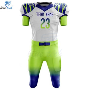 Ensemble d'uniformes de football américain imprimés par sublimation, maillot et pantalon de football personnalisés pour hommes, vêtements d'équipe de haute qualité, séchage rapide, protection UV - Product Image 1