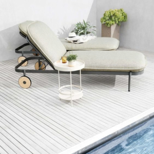 Chaise longue durable avec coussin en Teslin, garantie de trois ans, design moderne, dossier inclinable réglable, siège pliable pour patio, MDF - Product Image 3
