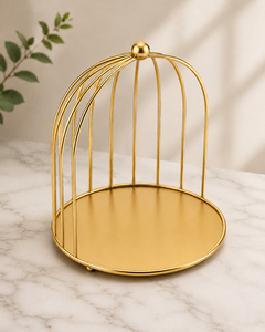 Gold Metal Birdcage Ornament Round Tabletop Decor Modern Home Centerpiece Polished Finish - Product Image 2