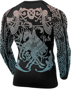 Custom Printed Long Sleeve Rash Guard <b>Compression</b> <b>Shirt</b> <b>for</b> <b>Men</b> with Norse Mythology Design Full Sleeve Quick Dry Fitness Top - Product Image 3