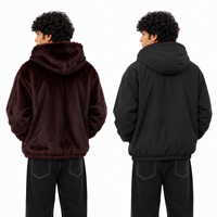 Sweat à capuche zippé réversible en fausse fourrure surdimensionné de haute qualité pour homme, avec logo brodé personnalisé, décontracté, pour l'hiver, vente en gros