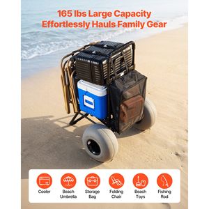 Carrito Plegable para Arena con Ruedas de 12 Pulgadas, Capacidad de Carga de 165 Libras, Plataforma de Carga de 18 x 15 Pulgadas, Carrito de Playa para Acampar con Ruedas Grandes - Product Image 5