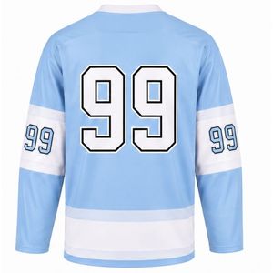 Men Light Blue Sublimated Ice Hockey Set Jersey Shorts Polyester Striped <b>Athletic</b> Sports Uniform Match Wear Apparel - Product Image 5