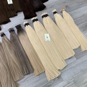 Cheveux humains en vrac cheveux vierges platine noir blond Double dessiné Coletas Humano Cabello Extensions de cheveux humains - Product Image 4