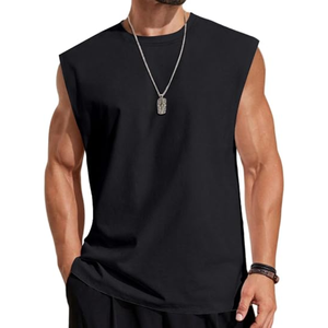 Camiseta sin mangas 100% algodón para hombre, camiseta deportiva con corte musculoso, camiseta holgada para gimnasio y entrenamiento físico - Product Image 1