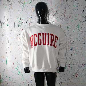 MCGUIRE ASH GREY <b>Mock</b> <b>Neck</b> Sweatshirt 100% RED Applique Embroidery wide <b>neck</b> Sweatshirt Finer Threads - Product Image 1