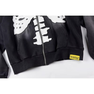 Sudadera con capucha y cremallera para hombre, estilo urbano informal, con estampado de calavera y diseño 'That's Awful Lot Cough Syrup', de tejido grueso de 370g, para primavera, venta al por mayor, Digital - Product Image 4