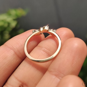 10k Lab Grown Marquise Cut Diamond Tree Leaf Band Ring For Women's 14K Solid Gold Fine Wedding Gift For <b>Girlfriends</b> - Product Image 4