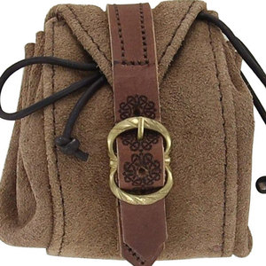 Bolsa de Cinturón Medieval Hecha a Mano, Personalizable, Pequeña, de Cuero de Ante, con Correa de Nudo y Hebilla de Latón, Venta al Por Mayor - Product Image 4