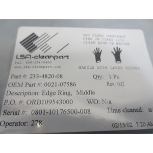 AMAT 0021-07586 EDGE RING MIDDLE, 113170 - อุปกรณ์และอะไหล่เซมิคอนดักเตอร์ระดับโลกที่เชื่อถือได้ - Product Image 1