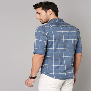 Camisa de manga larga a cuadros de diseñador de calidad superior para hombre Polo ajustado de manga larga con cuello levantado hecho de algodón - Product Image 6
